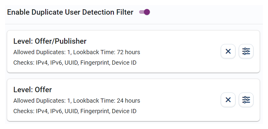 duplicate user detection