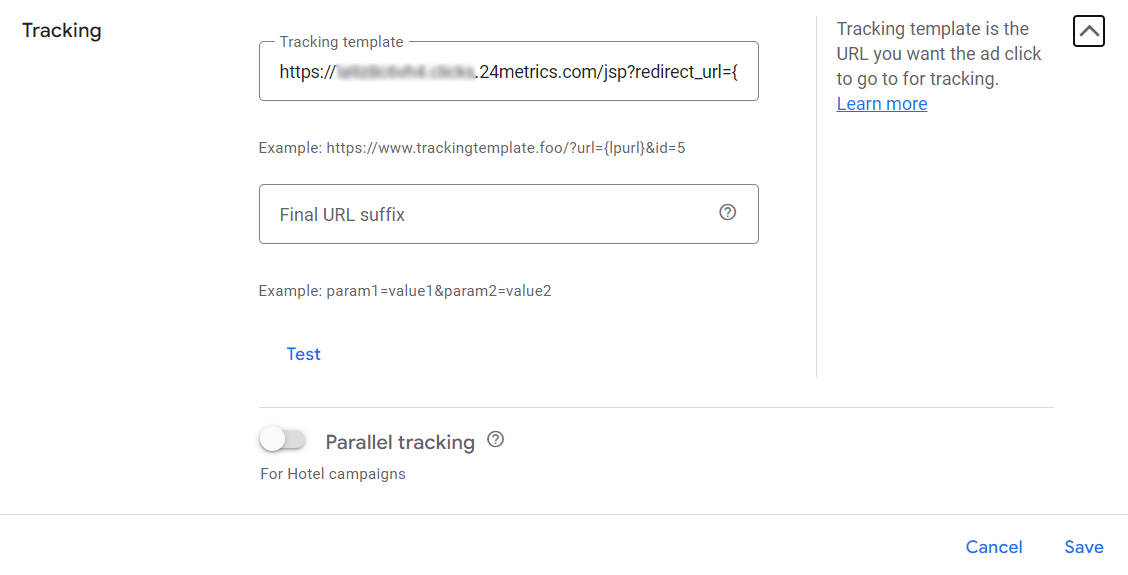 tracking template google