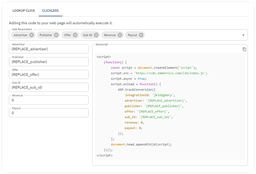 javascript clickless conversions