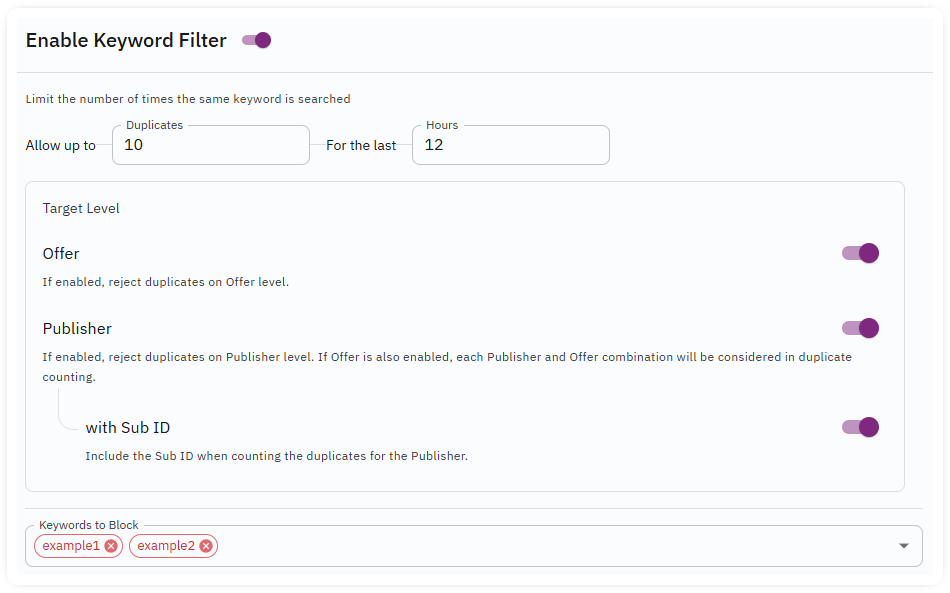 keyword filter