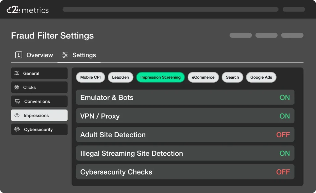Configurable Impression Fraud Checks for Bots, Emulators, VPNs and Proxies.