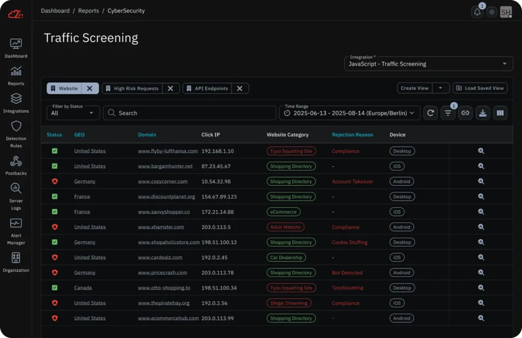 Traffic Screening Screenshot